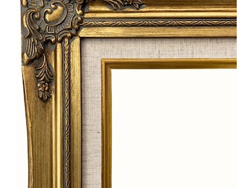 West Frames Daisy Antique Gold Leaf Wood Ornate French Baroque Picture Frame with Linen Liner 3", Canvas Art Photo Portrait Gallery Frame