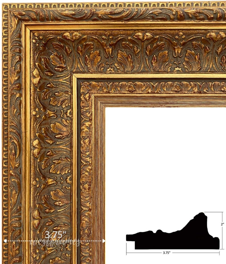 West Frames Elegance French Ornate Embossed Wood Picture Frame Antique Gold 3.75' Wide 