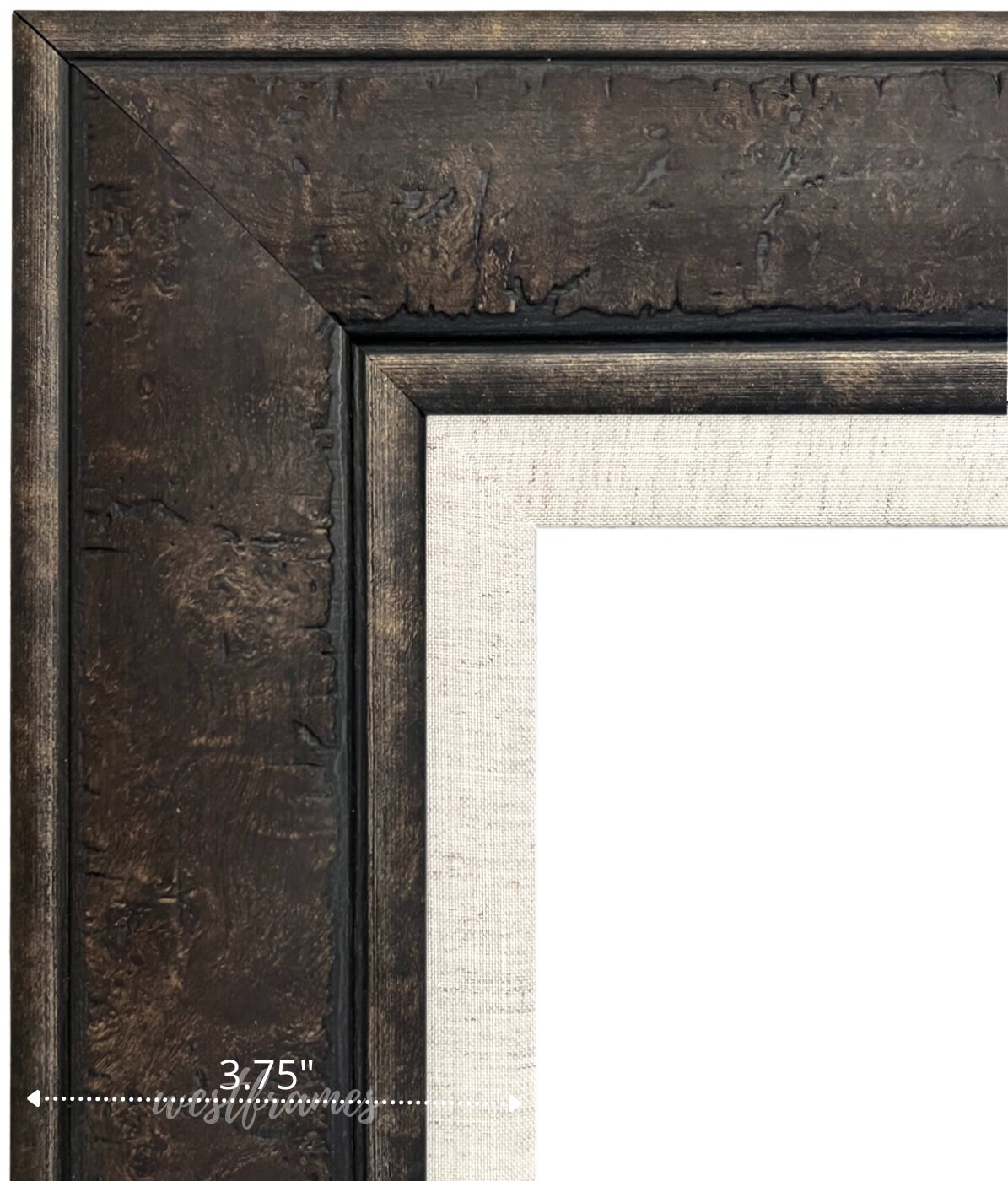 Rustic Distressed Dark Charcoal Brown Picture Frame With Linen