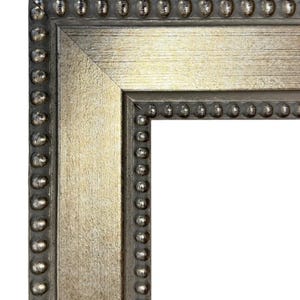 Vintage Silver Gold Picture Frame, 3.75 Inch Wide Ornate Beaded Wood Frame, Antique Inspired Metallic Wall Art Frame, West Frames Lola