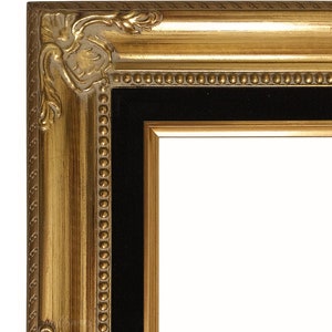 Antique Gold French Baroque Vintage Picture Frame Black Velveteen Liner 3", Canvas Art Photo Gallery Frame, West Frames Estelle Frame