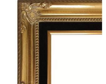 Antique Gold French Baroque Vintage Picture Frame Black Velveteen Liner 3", Canvas Art Photo Gallery Frame, West Frames Estelle Frame