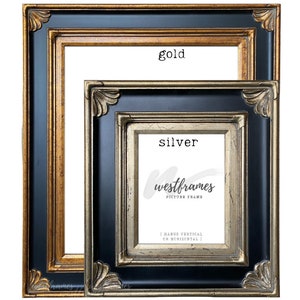 West Frames Isabella French Baroque Antique Black Gold Silver Wood Wall Picture Frame 4.75", Canvas Art Photo Portrait Museum Gallery Frame