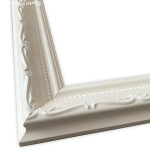 French Ornate Shabby Chic White Picture Frame, Canvas Photo Portrait Art 2" Wide, Custom Frames For Wall Art, West Frames Camilla Frame