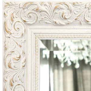 West Frames Bella French Ornate Embossed Framed Wall Mirror Antique White