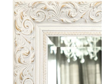 West Frames Bella French Ornate Embossed Framed Wall Mirror Antique White