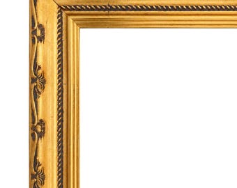 French Ornate Antique Gold Patina Picture Frame, Canvas Art Photo Portrait 2" Wide, Custom Frames For Wall Art, West Frames Camilla Frame
