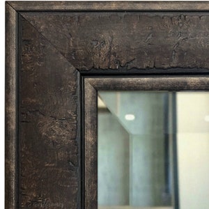 West Frames Marcello Rustic Distressed Framed Wall Mounted Mirror Dark Charcoal Brown 3&quot; Wide