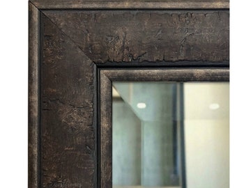 West Frames Marcello Rustic Distressed Framed Wall Mounted Mirror Dark Charcoal Brown 3" Wide