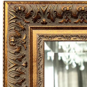 West Frames Victoria French Ornate Embossed Antique Gold Wood Framed Wall Mirror