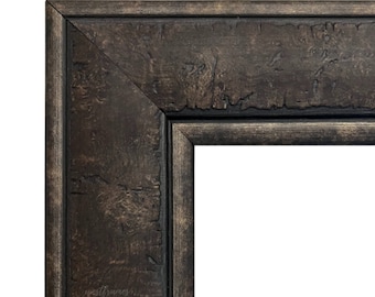 Rustic Distressed Dark Charcoal Brown Wall Picture Frame, Canvas Art Photo Frame 3" Wide, Custom Size Available, West Frames Marcello Frame