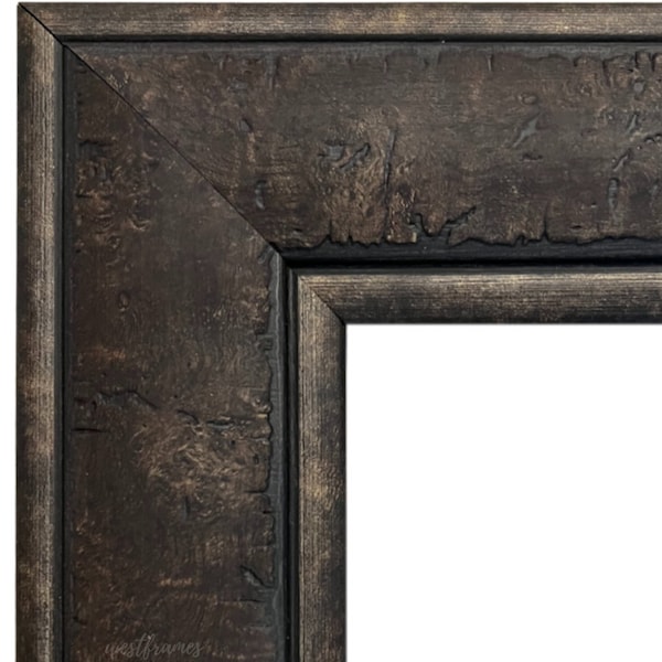 Rustic Distressed Dark Charcoal Brown Wall Picture Frame, Canvas Art Photo Frame 3" Wide, Custom Size Available, West Frames Marcello Frame