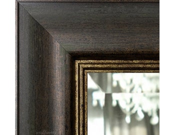 West Frames Marco Distressed Brown Green with Gold Lining Wall Framed Mirror 3.25"