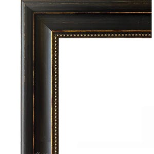 Distressed Black Gold Wall Picture Frame, Canvas Art Photo Frame 2" Wide, Custom Frames For Wall Art, West Frames Montreal Frame