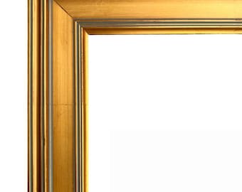 Gallery Classic Antique Gold Leaf Wood Picture Frame, Canvas Painting Art Photo Frame 2", Custom Frames For Wall Art, West Frames