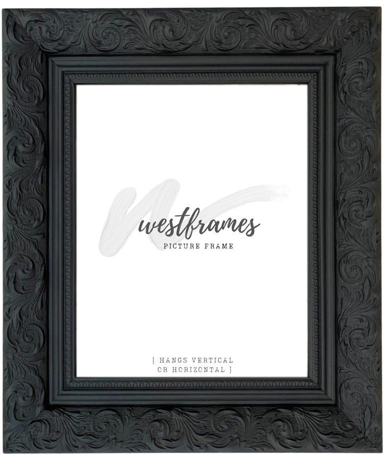 West Frames Bella Vintage Black French Ornate Embossed Wood Etsy