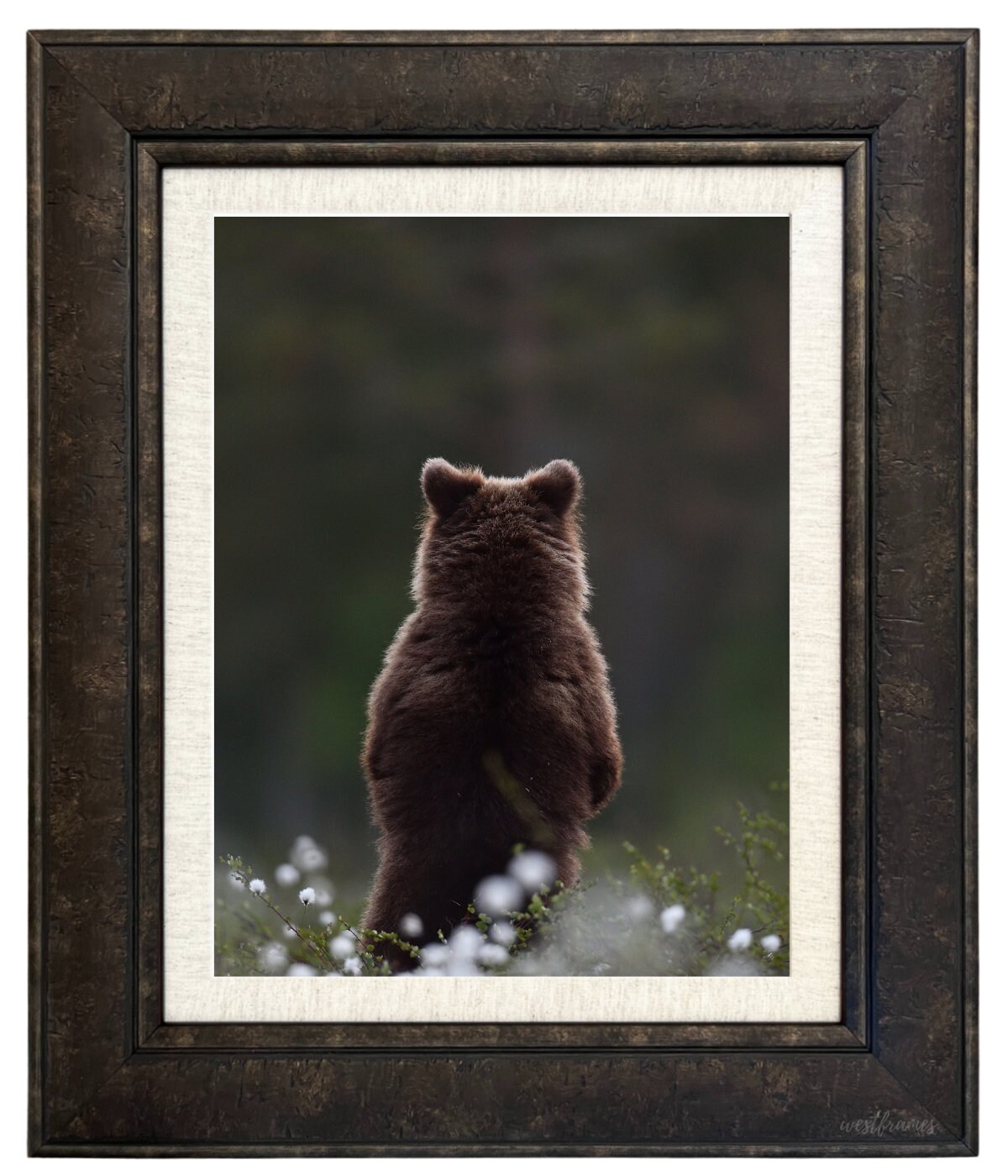 Rustic Distressed Dark Charcoal Brown Picture Frame With Linen