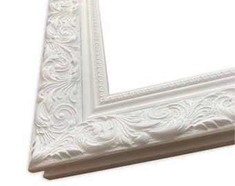 West Frames Bella French Ornate Embossed Shabby White Wood Wall Picture Frame 2.5" Wide