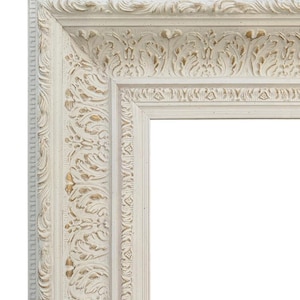 West Frames Elegance French Ornate Embossed Wood Picture Frame Antique White Gold 3.75" Wide