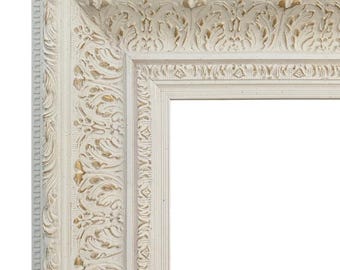 West Frames Elegance French Ornate Embossed Wood Picture Frame Antique White Gold 3.75" Wide