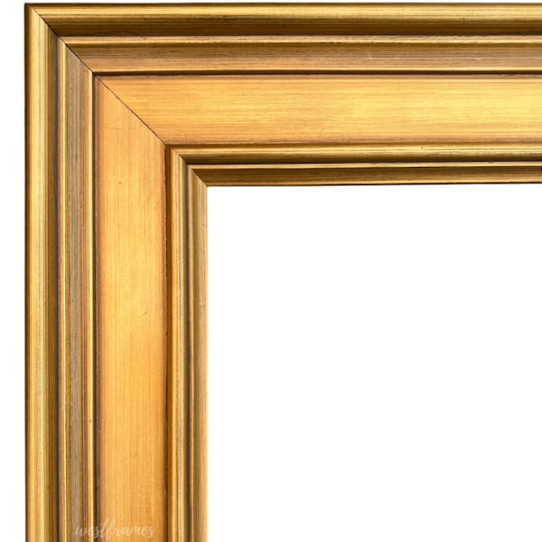 Marco de fotos vintage de madera dorada, marco de fotos para lienzo de 6,35 cm de ancho, marcos personalizados para arte mural, marco de West Frames Plein Air