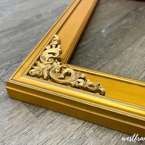 Vintage Gold French Baroque Ornate Wood Gallery Picture Frame 2.5&quot;, Canvas Painting Photo, Custom Frames For Wall Art, West Frames Countess