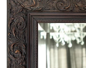 West Frames Bella French Ornate Embossed Antique Bronze Gold Framed Wall Mirror