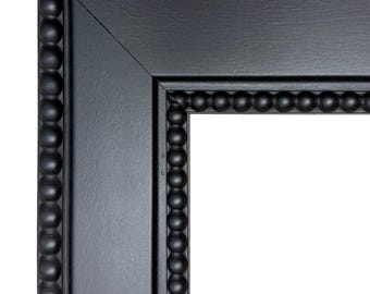 Vintage Black Beaded Picture Frame, 3.75 Inch Wide Distressed Wood Frame, Traditional Ornate Wall Art Photo Canvas Frame, West Frames Lola