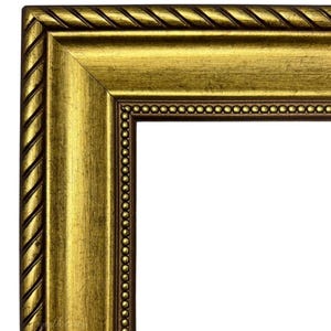 Gold Picture Frame 2.25&quot; Wide | Classic Rope & Beaded Design | Vintage Wall Art Frame | Custom Size Photo Frame | Montana Gold West Frames