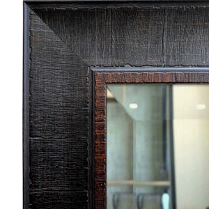 West Frames Lodge Rustic Textured Distressed Bathroom Vanity Framed Wall Mirror Dark Espresso Walnut