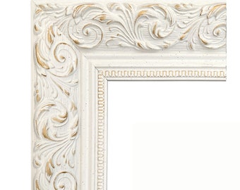 West Frames Bella French Ornate Embossed Antique White Wood Wall Picture Frame 2.5" Wide