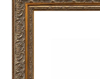Majesty Antique Gold Picture Frame 1.625” Wide, Victorian Ornate Solid Wood Gallery Frame, Vintage Museum Style Wall Frame, West Frames
