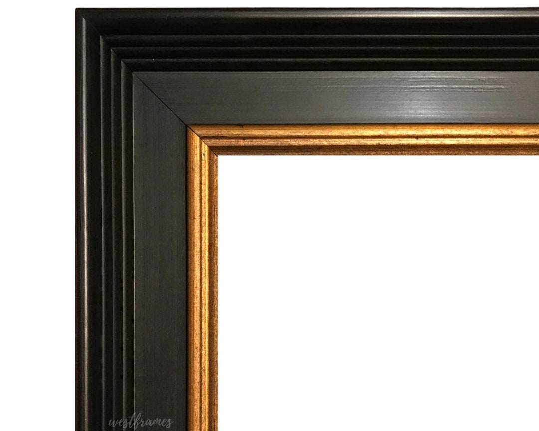 Vintage Black With Gold Picture Frame, Canvas Painting Art Photo Museum