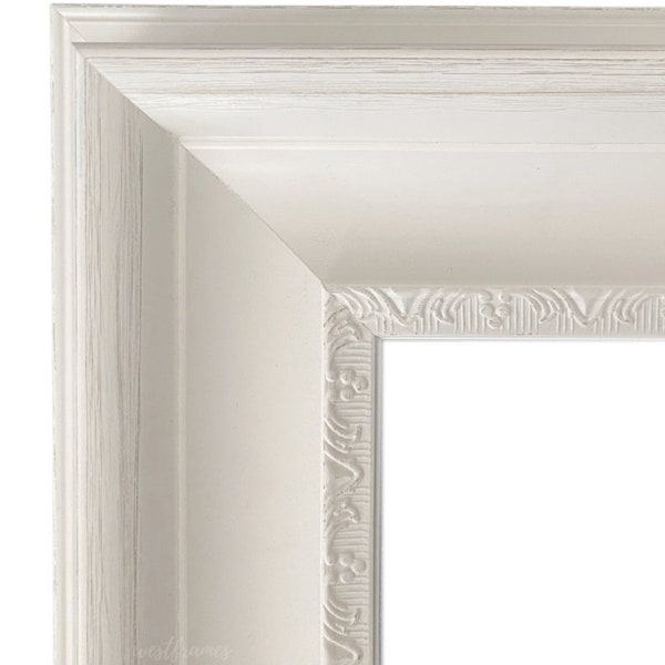 West Frames Stella Cottage French Shabby Ornate White Finish Wall Picture Frame 3" Wide