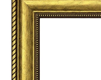 Montana Antique Gold Picture Frame - 2.25 Inch Wide | Classic Rope & Beaded Design | West Frames