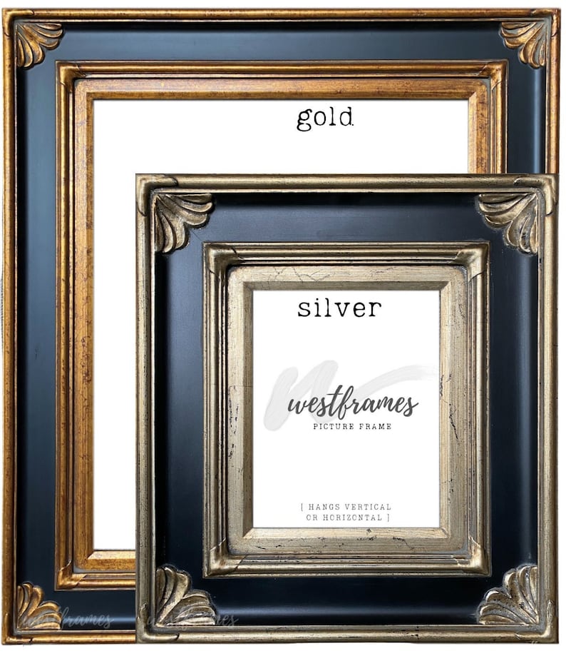 West Frames Isabella French Baroque Antique Black Wood Wall Etsy