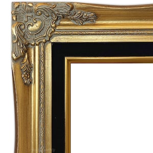 West Frames Daisy Antique Gold Leaf Wood French Baroque Picture Frame With Black Velveteen Liner 3", Canvas Art Photo Portrait Gallery Frame