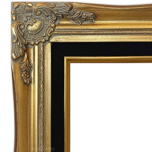 West Frames Daisy Antique Gold Leaf Wood French Baroque Picture Frame With Black Velveteen Liner 3", Canvas Art Photo Portrait Gallery Frame