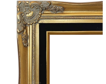 West Frames Daisy Antique Gold Leaf Wood French Baroque Picture Frame With Black Velveteen Liner 3", Canvas Art Photo Portrait Gallery Frame