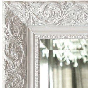 West Frames Bella French Ornate Embossed Shabby Chic White Framed Wall Mirror