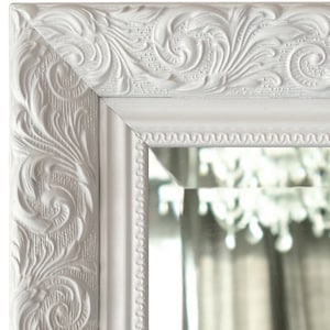 West Frames Bella French Ornate Embossed Shabby Chic White Framed Wall Mirror