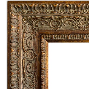 West Frames Parisienne French Ornate Embossed Wood Picture Frame Antique Gold Patina Finish 3" Wide