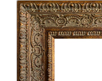 West Frames Parisienne French Ornate Embossed Wood Picture Frame Antique Gold Patina Finish 3" Wide