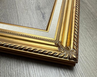 Antique Gold Leaf Wood Picture Frame, French Baroque 8x10