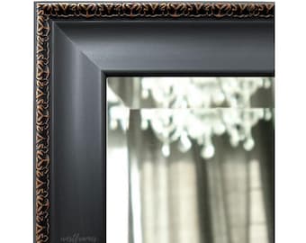 Vintage Black Ornate Gold Framed Wall Mirror, West Frames Pierre Decorative Mirror