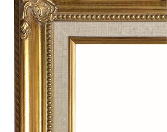 Antique Gold French Baroque Vintage Picture Frame Natural Linen Liner 3", Canvas Art Photo Portrait Gallery Frame, West Frames Estelle Frame