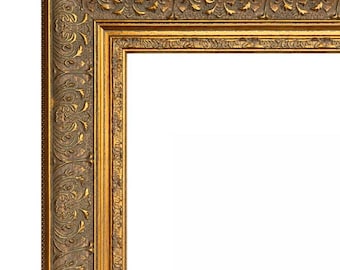 Majesty Antique Gold Picture Frame 2.25” Wide, Victorian Ornate Solid Wood Gallery Frame, Vintage Museum Style Wall Frame, West Frames