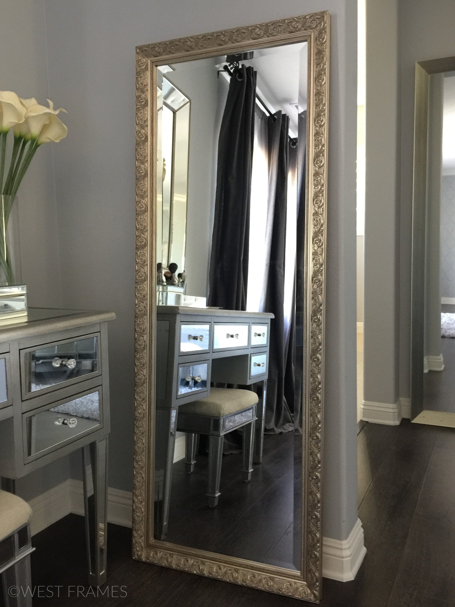 West Frames Bella French Ornate Embossed Framed Wall Mirror Etsy