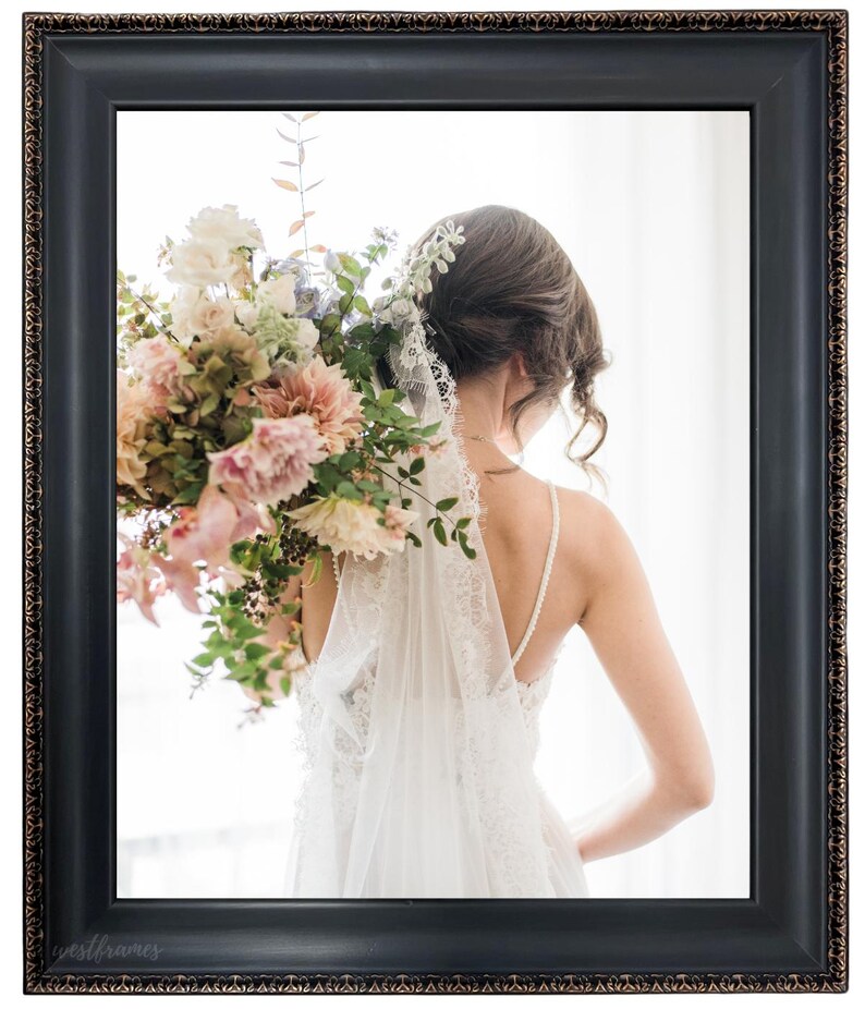 Black Ornate Gold Wall Picture Frame, Canvas Art Photo Museum Gallery Frame 2.25" Wide, Custom Frames For Wall Art, West Frames Pierre Frame