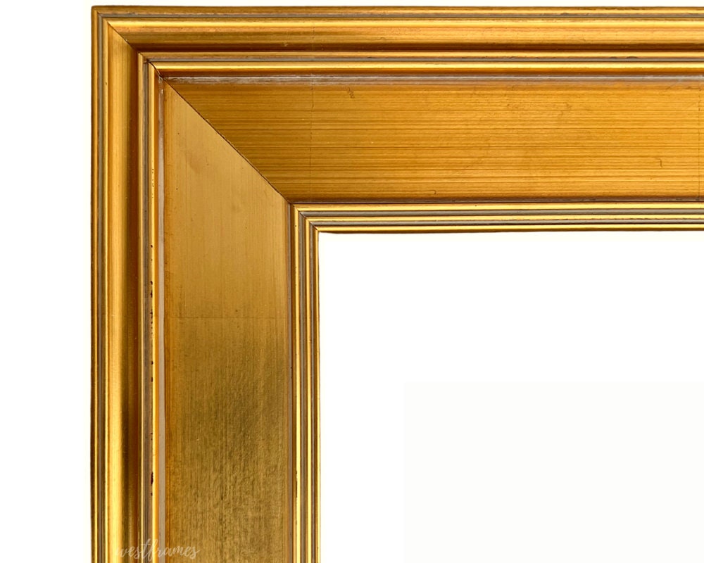 Gallery Antique Gold Leaf Wood Picture Frame, Canvas Painting Art Photo Frame 3", Custom Frames For Wall Art, West Frames Plein Air Frame